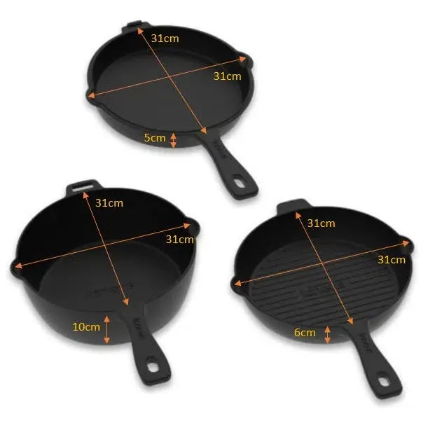 Igneus 3-Part Cast Iron Pan Set