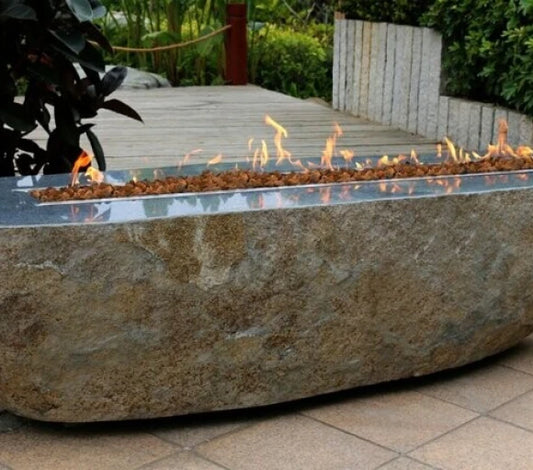 Elementi Burning Rock Granite Boulder Fire Pit