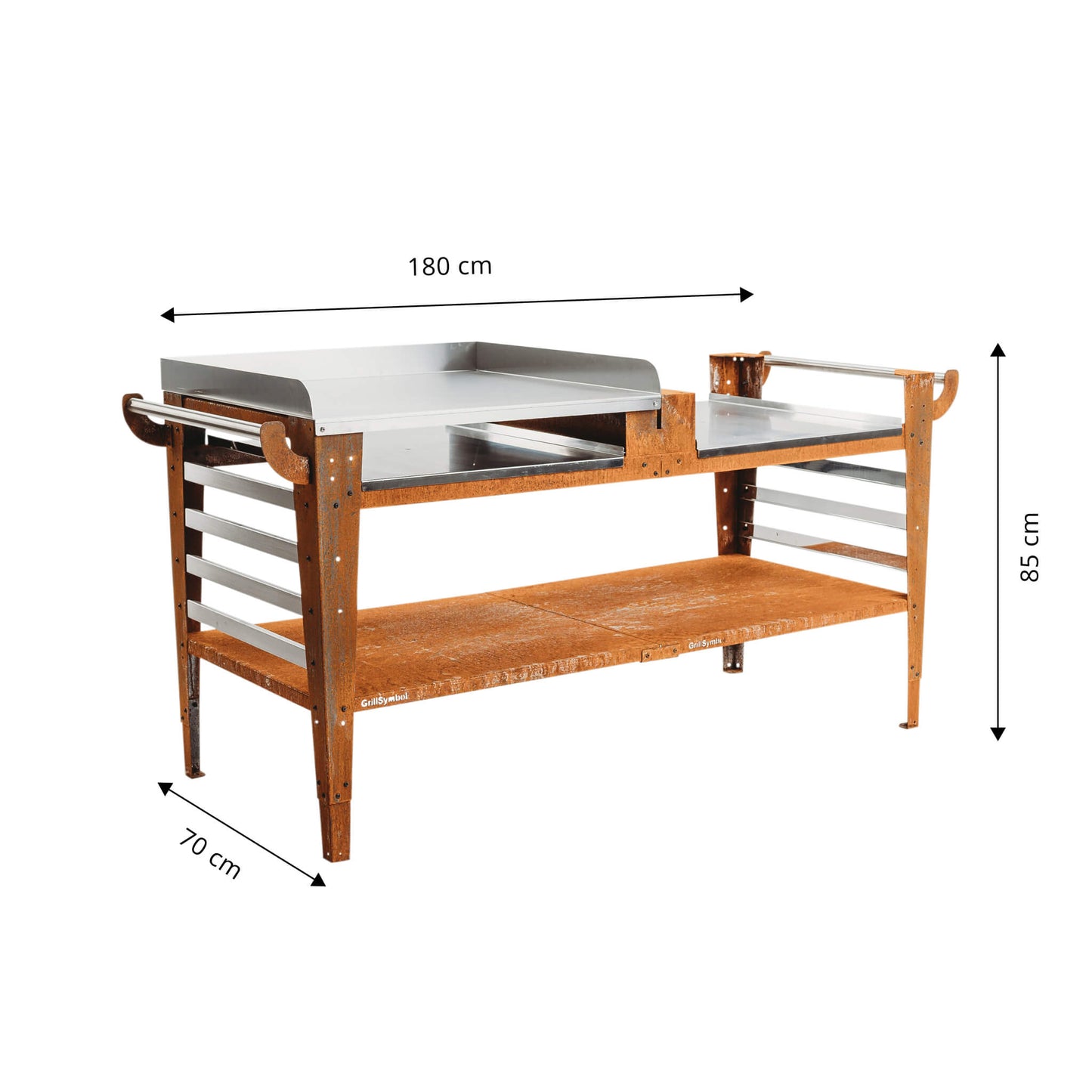 Stainless steel preparation surface on Baso-XL pizza table
