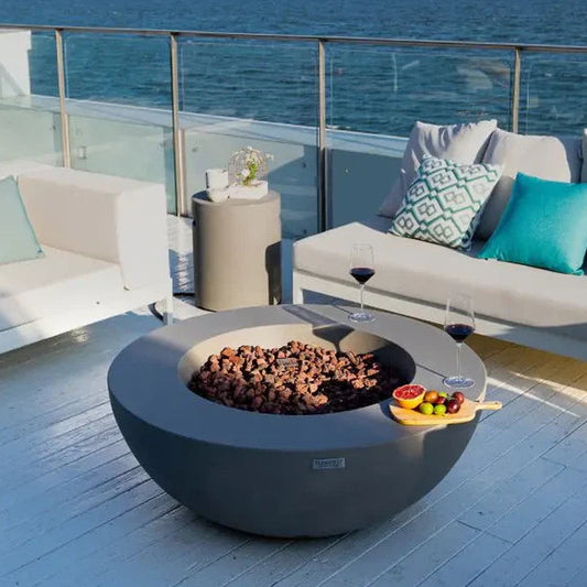 Elementi Lunar Bowl light grey gas fire pit table