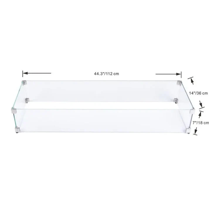 Elementi Fire Rectangular Wind Screen Table