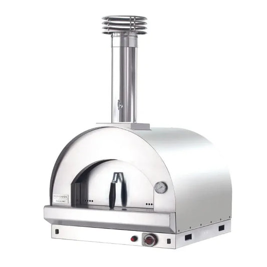 Fontana Margherita dual fuel pizza oven countertop gas and wood stainless steel