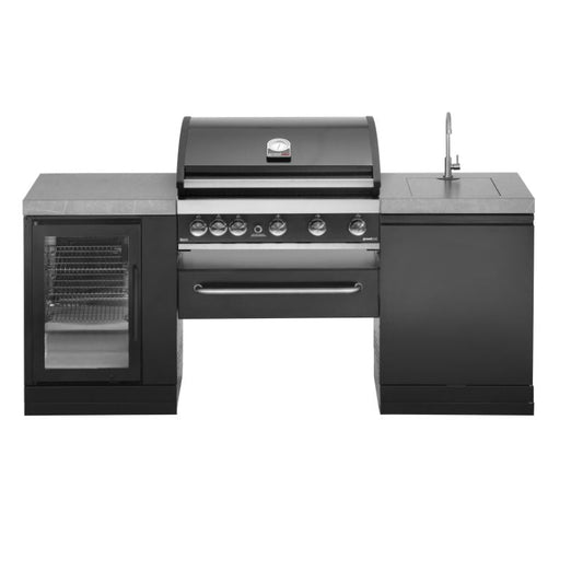 GrandPro 205 Series Maxim G5 outdoor kitchen with black cabinetry and stone worktop