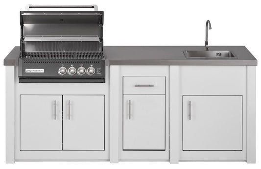 Grandpro Alu White Outdoor Kitchen with Crossray Black BBQ
