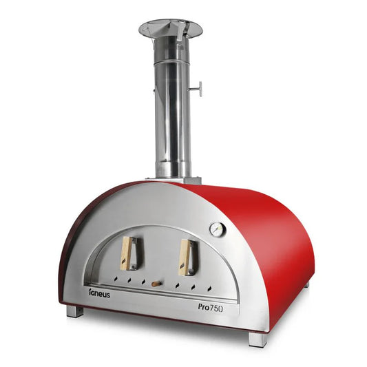 Igneu s Pro 750 wood-fired pizza red oven cooking four pizzas
