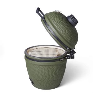 Moddern Kamado Solo ceramic grill with precision thermometer in olive green