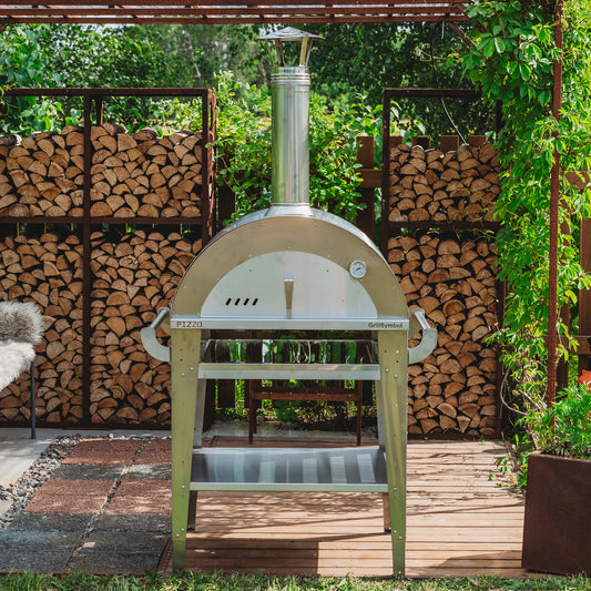 GrillSymbol Wood Fired Pizza Oven With Stand Pizzo-Set-Inox
