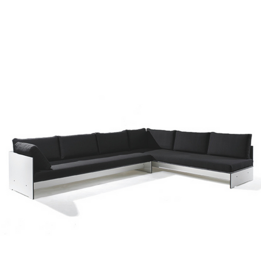 conmoto RIVA Lounge Combination B, modular HPL outdoor sofa, Sunbrella cushions, white, anthracite, taupe, flexible garden seating
