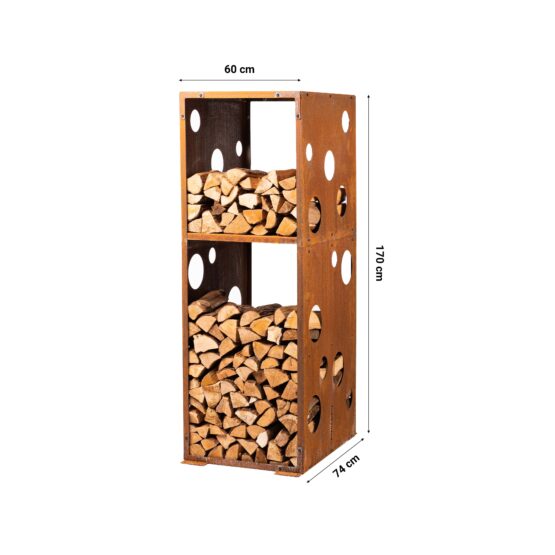 Modular WoodStock XL firewood rack used as a garden divider