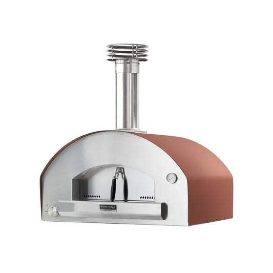 Fontana Mangiafuoco hybrid Rosso outdoor pizza oven with stainless steel construction