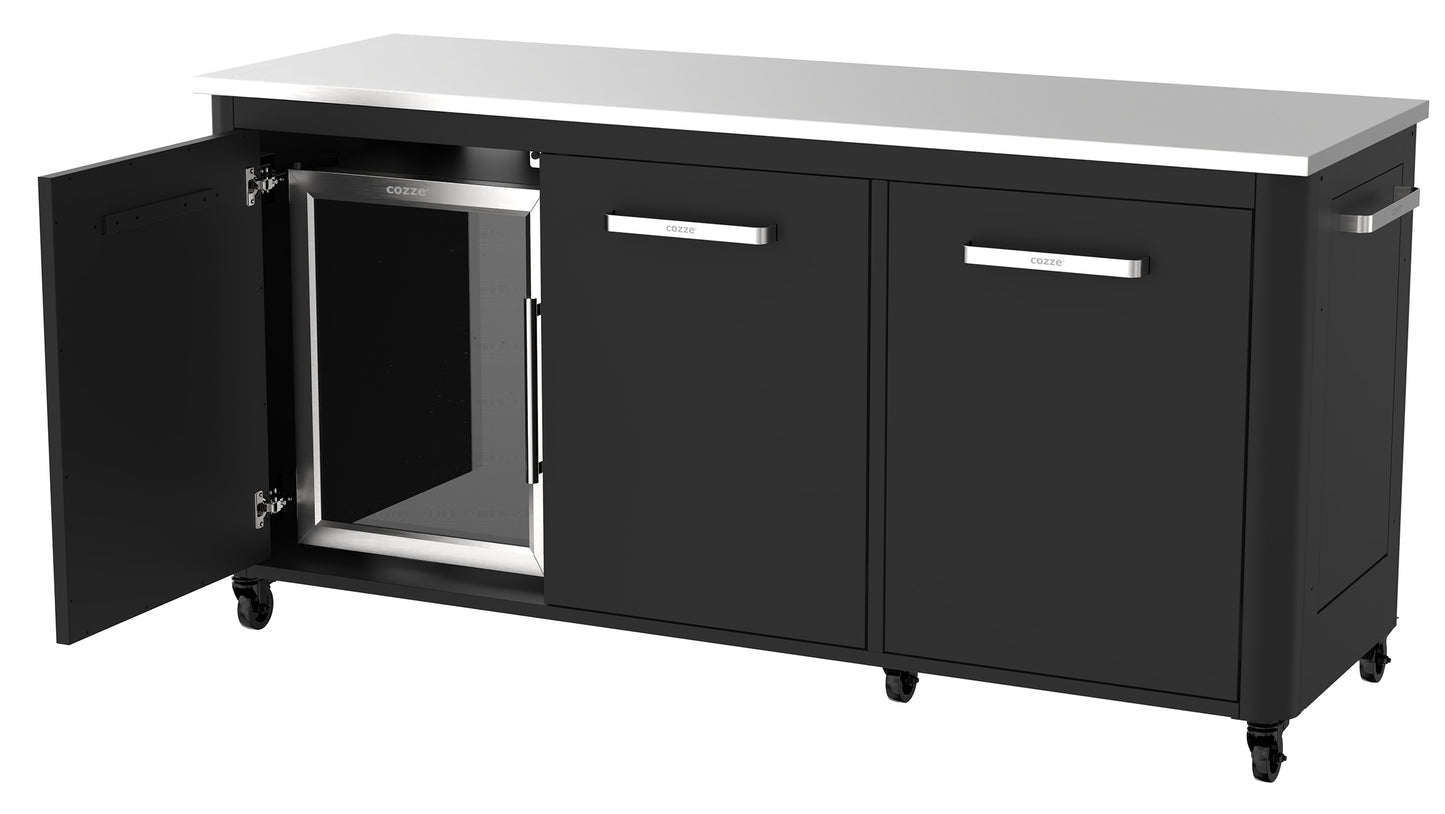 Cozze Fridge W/Steel Frame And Glass Front 60 Litres