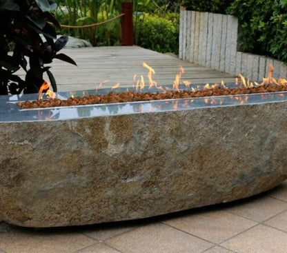 Elementi Burning Rock Granite Boulder Fire Pit
