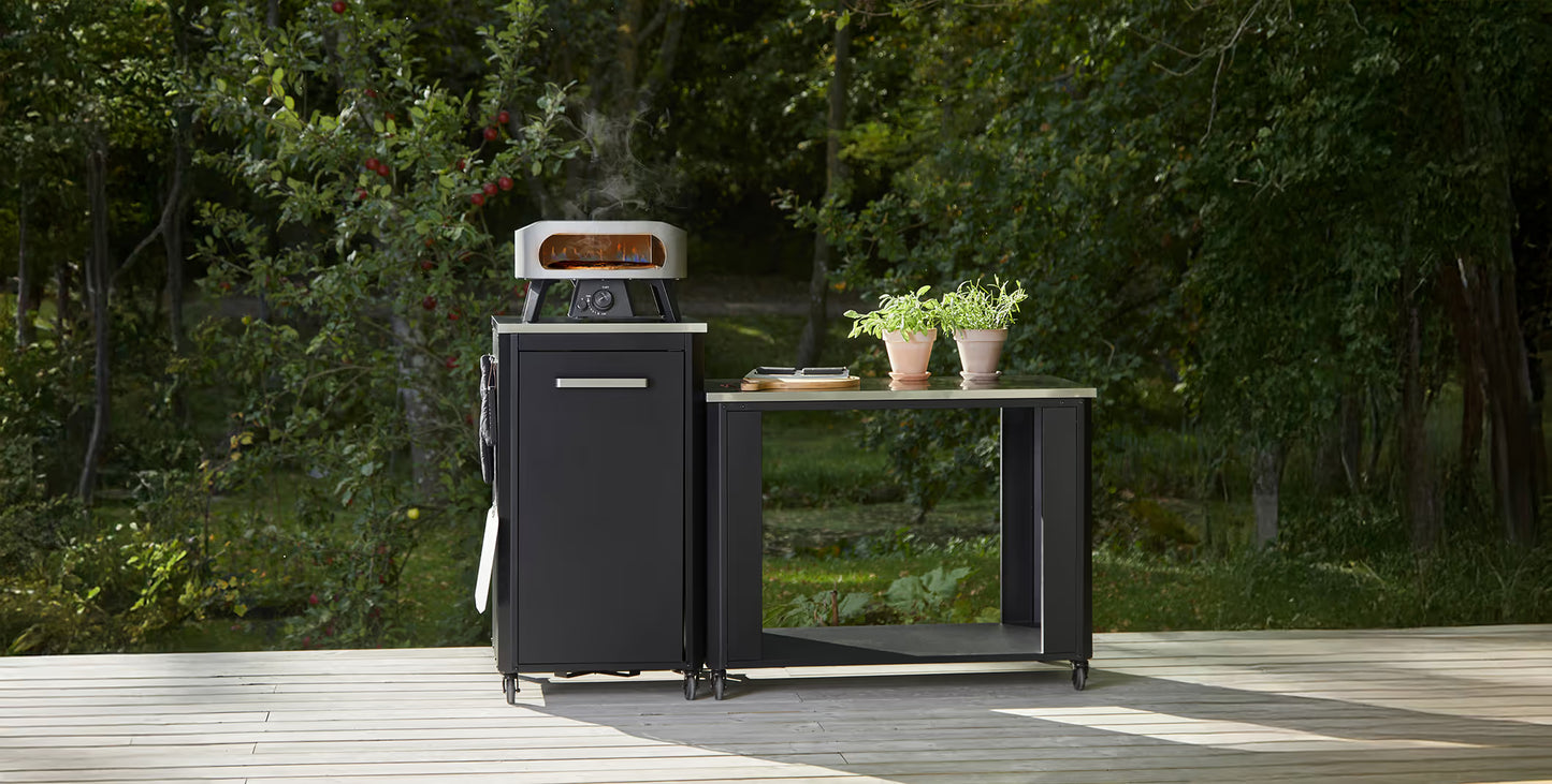 Mobile Cozze 60 outdoor kitchen table with wheels and hooks
