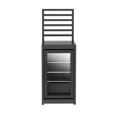 Modular fridge cabinet with adjustable feet for patio kitchen with rack