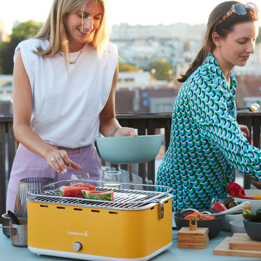 Portable charcoal tabletop grill for outdoor cooking