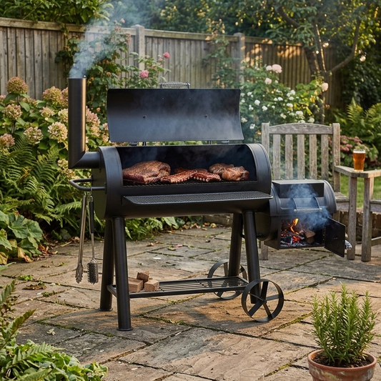 Atom Grills Everest XXL Offset Smoker. Heavy-duty steel construction