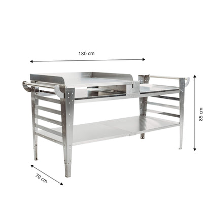 GrillSymbol stainless steel Side Table  for Pizza Oven Baso-Inox-XL
