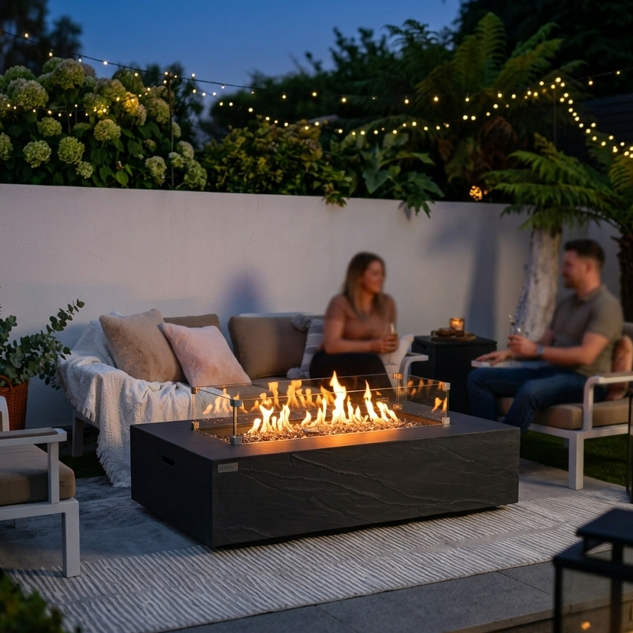 Elementi Cape Town fire table in outdoor setting 