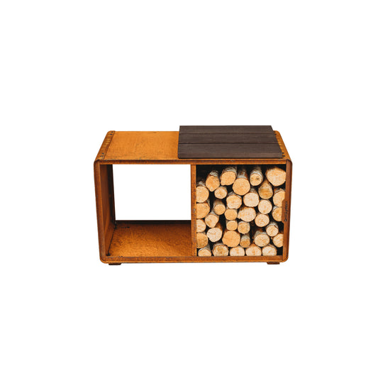 GrillSymbol Corten Steel Firewood Rack Enzo Rack-M (size 74 x 43 x 37 cm)
