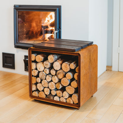 GrillSymbol Corten Steel Firewood Rack Enzo Rack-S