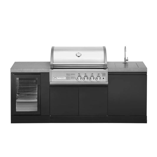 GrandPro 215 Crossray Grill 4 Burner Outdoor Kitchen with Fridge & Sink