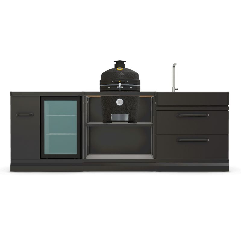 GRLLR Outdoor Kitchen - Ember Classic 18 inch Kamado, Fridge & Sink