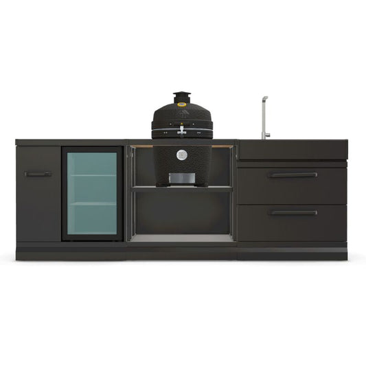 GRLLR Outdoor Kitchen - Ember Classic 18 inch Kamado, Fridge & Sink