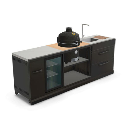 GRLLR Outdoor Kitchen - Ember Classic 18 inch Kamado, Fridge & Sink