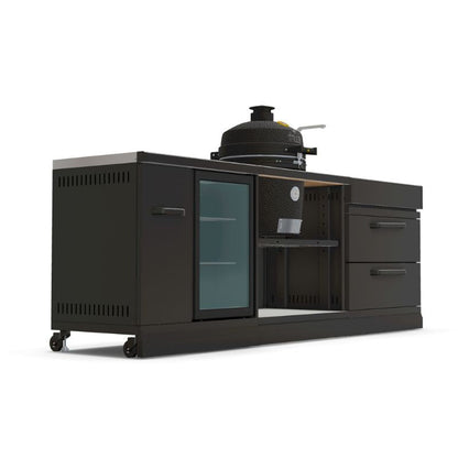 GRLLR Connect outdoor kitchen Ember 18" Kamado with fridge sink and modular workspaces