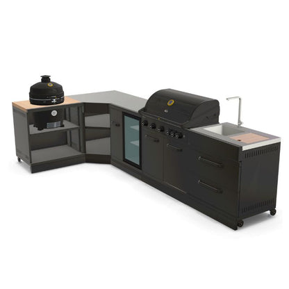 Side view of GRLLR Connect G5S BBQ and Kamado with anthracite finish