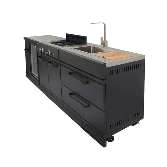 GRLLR Outdoor Kitchen with Stove, Fridge & Sink