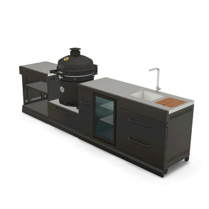 GRLLR Connect outdoor kitchen with Ember Classic Kamado fridge sink and modular workspaces