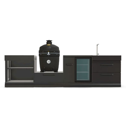 GRLLR Ember Pro 22 Inch Kamado outdoor kitchen with fridge sink and prep units UK