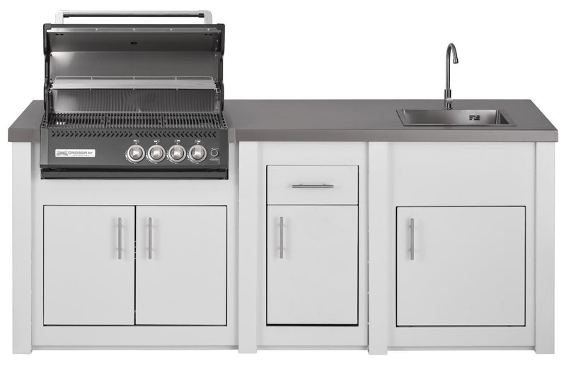 Grandpro Alu White Outdoor Kitchen with Crossray Black BBQ