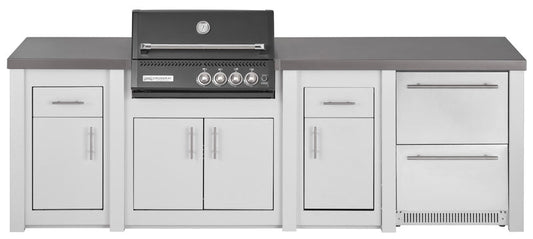 Grandpro Alu White Outdoor Kitchen Pack 4 with Crossray BBQ and fridge
