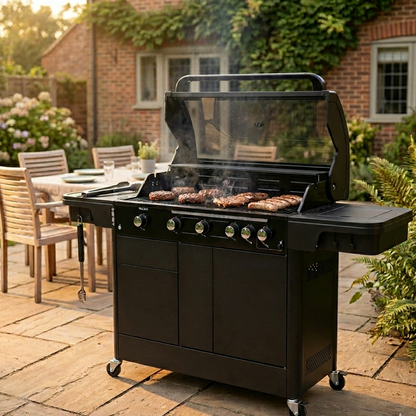 HALMO 7 burner gas BBQ outdoor kitchen grill with rotisserie and wok burner