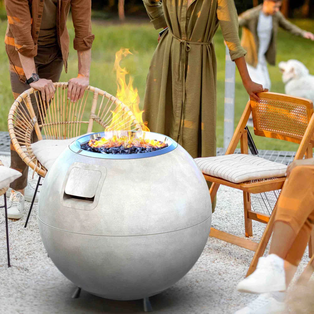 REVOLVE Ballo gas fire pit concrete look spherical design