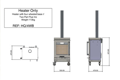 BBQube HeatQube Heater Only 4-Wheel Base