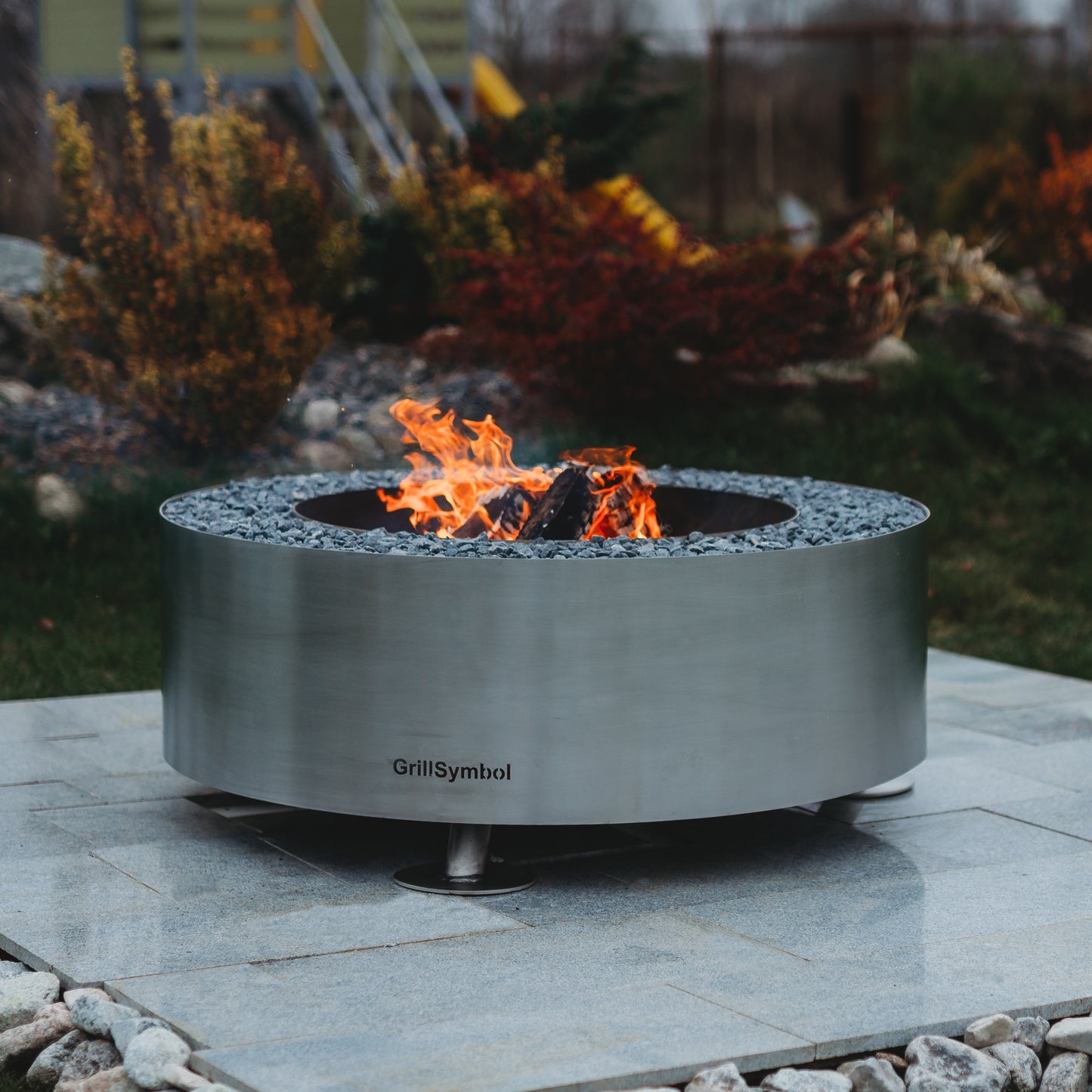 GrillSymbol Stainless Steel Fire Pit Luna Silver - 119 cm
