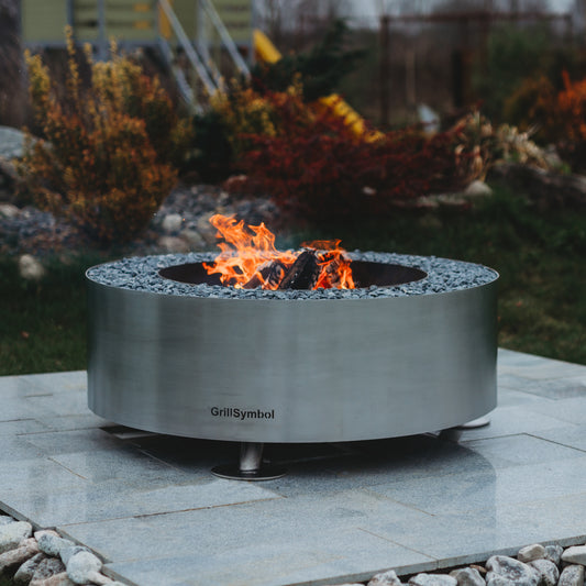 GrillSymbol Stainless Steel Fire Pit Luna Silver - 119 cm