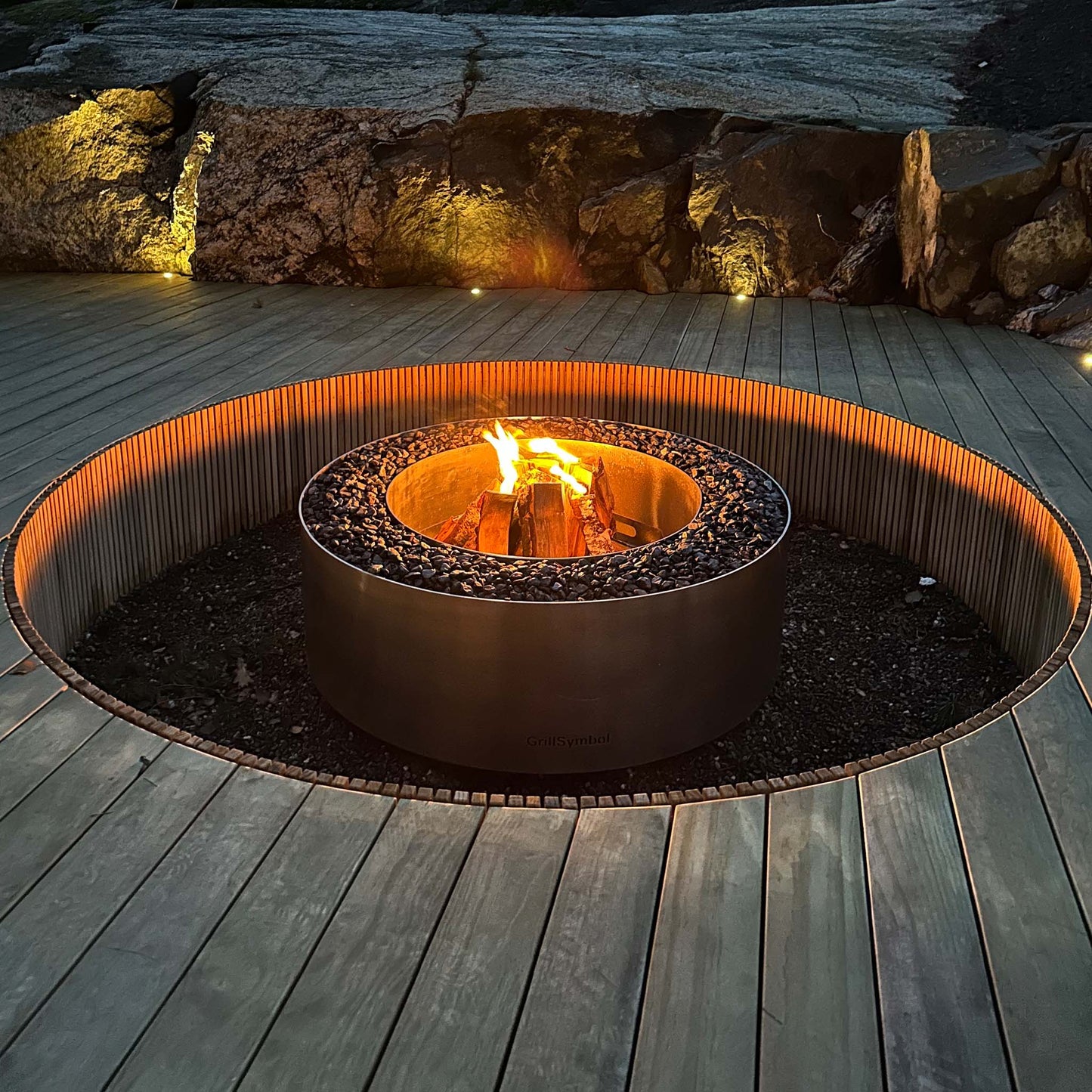 GrillSymbol Stainless Steel Fire Pit Luna Silver - 119 cm