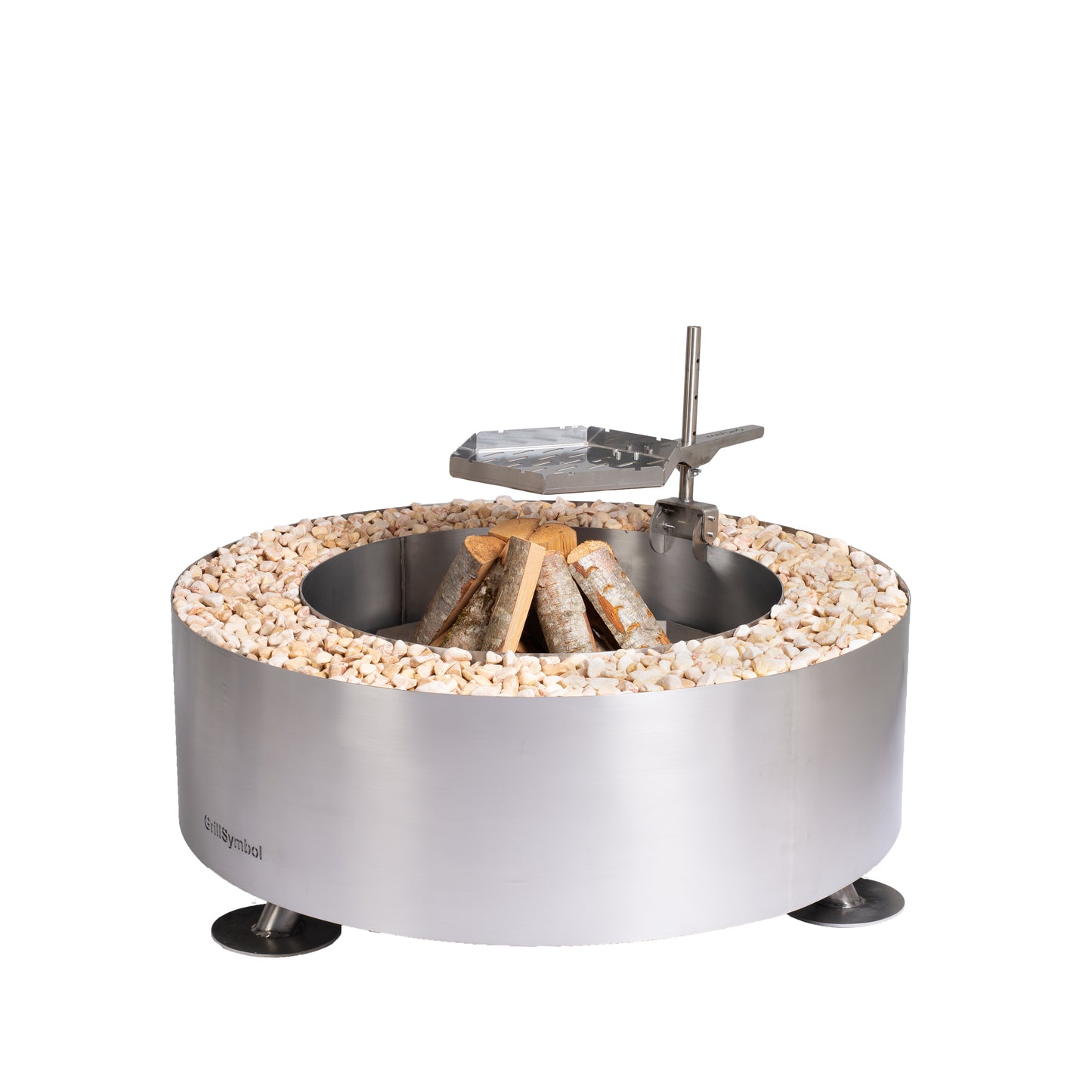 GrillSymbol Stainless Steel Fire Pit Luna Silver - 119 cm