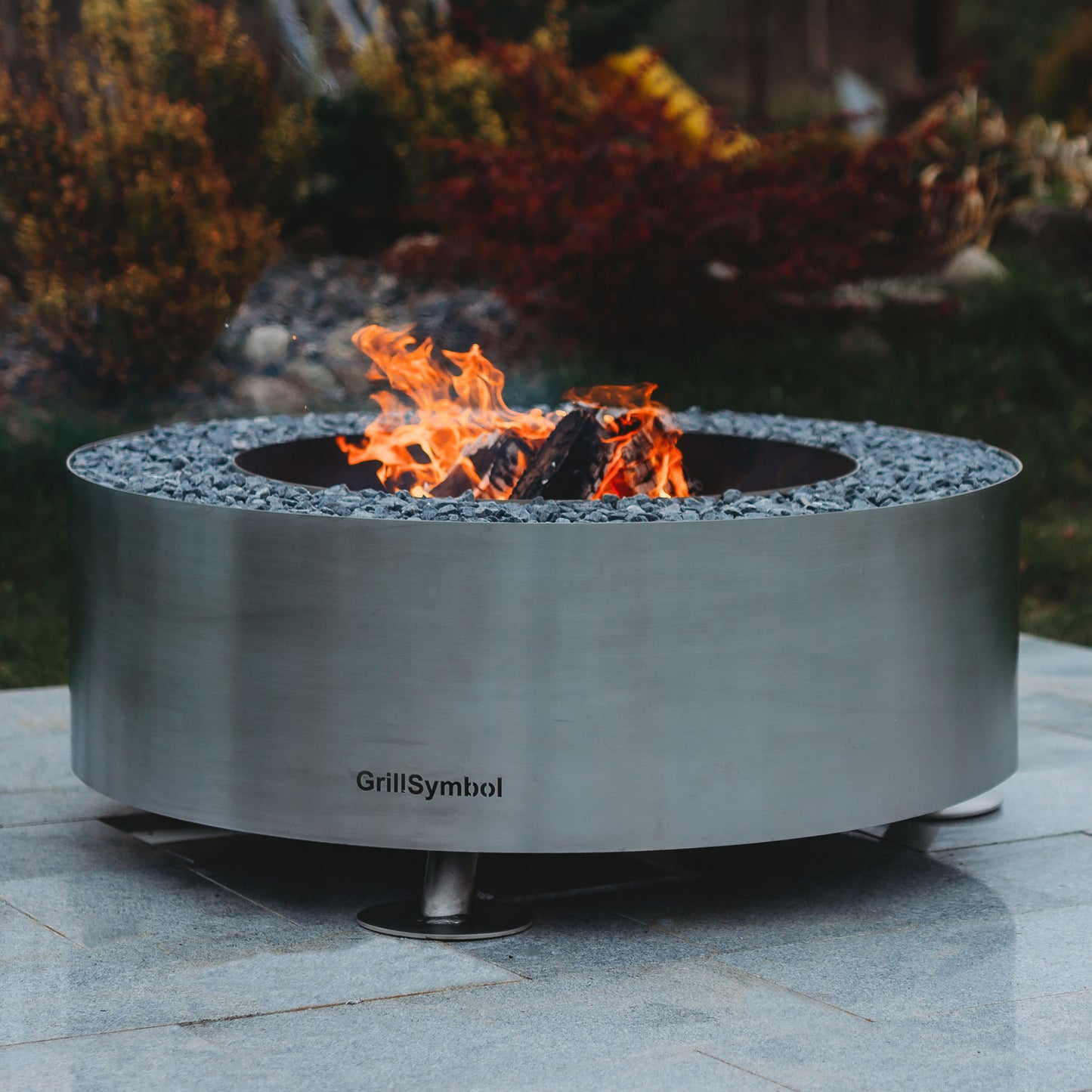 GrillSymbol Stainless Steel Fire Pit Luna Silver - 119 cm
