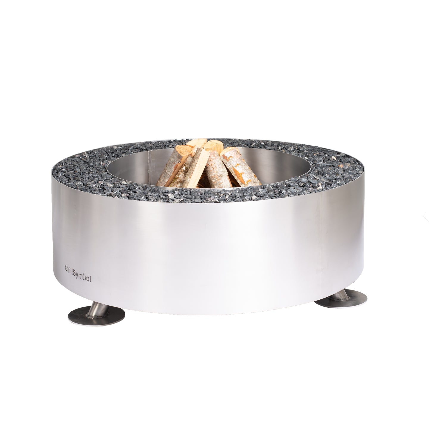 GrillSymbol Stainless Steel Fire Pit Luna Silver - 119 cm