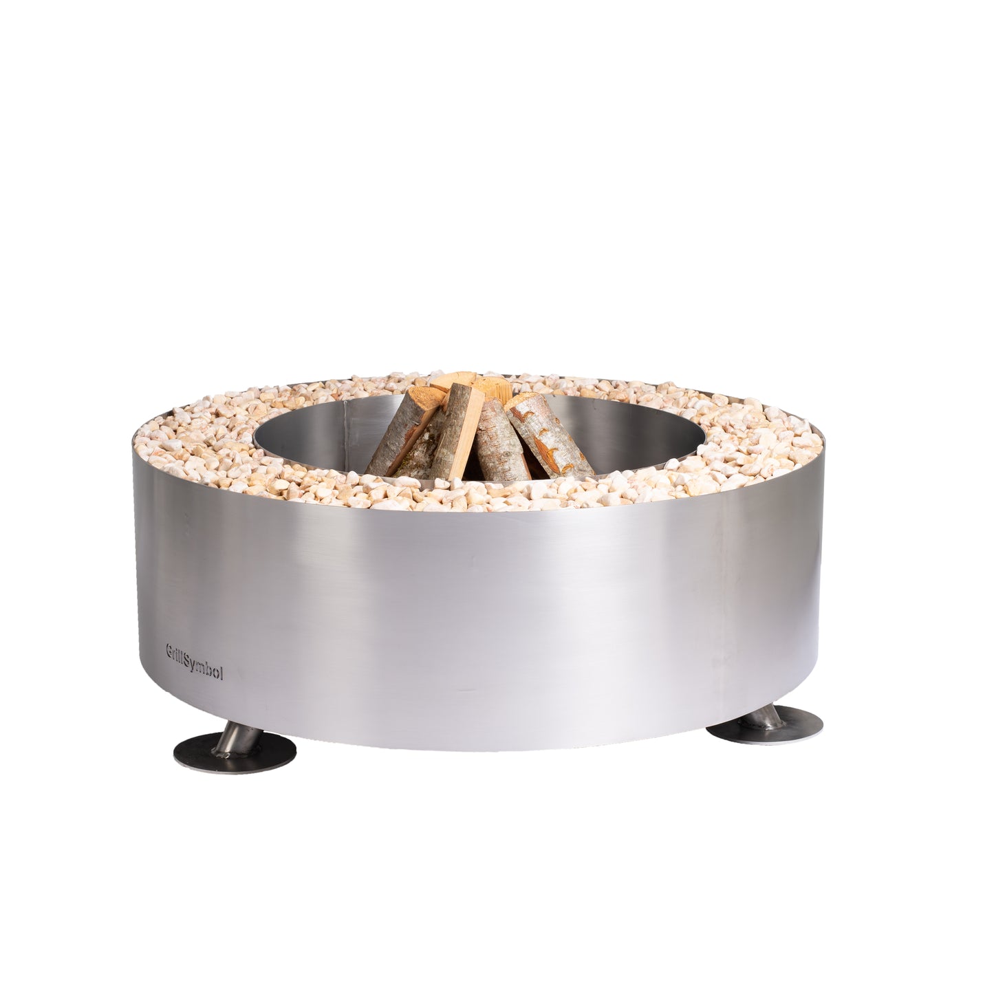 GrillSymbol Stainless Steel Fire Pit Luna Silver - 119 cm