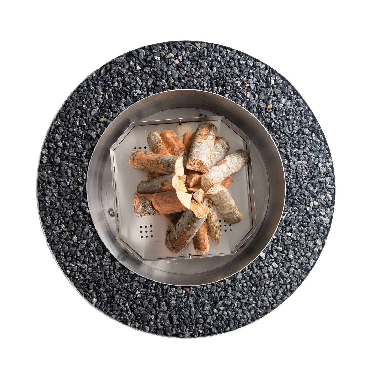 GrillSymbol Stainless Steel Fire Pit Luna Silver - 119 cm