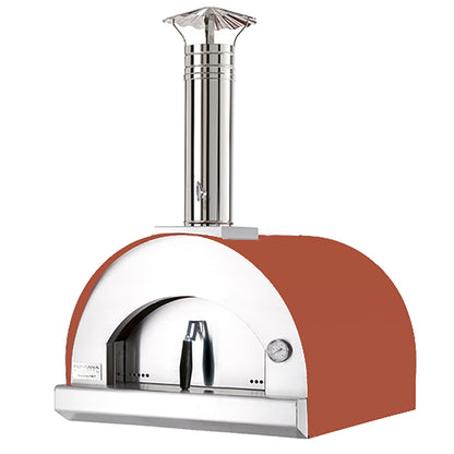 Fontana Margherita Rosso build-in wood pizza oven in outdoor kitchen
