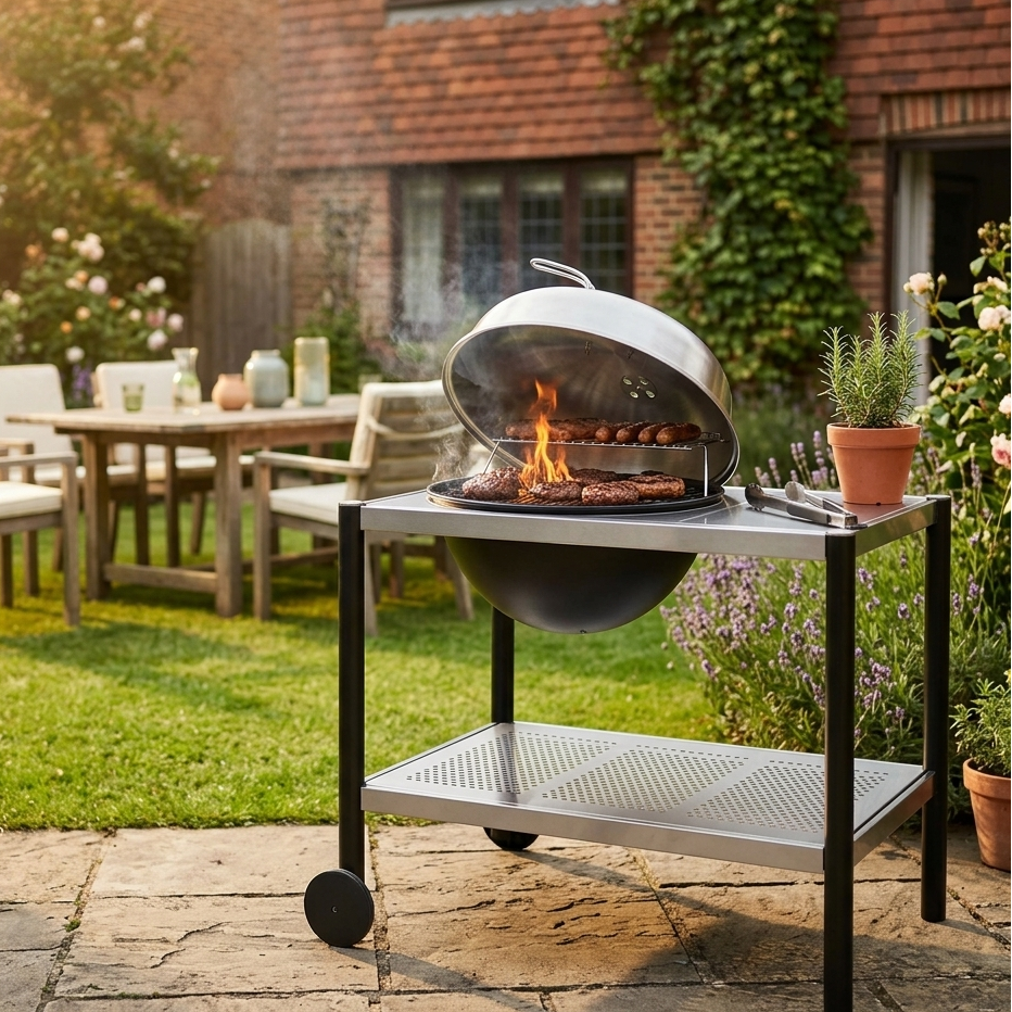 Martinsen charcoal BBQ cooking grilling outdoor garden family entertaining