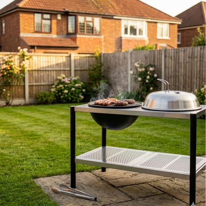 Martinsen outdoor kitchen BBQ cooking charcoal grilling garden entertaining setup