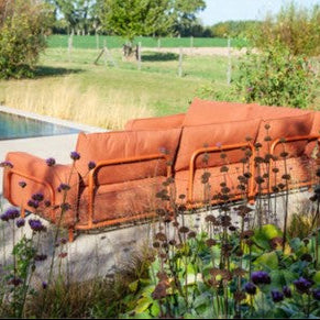 Powder-coated steel outdoor lounge furniture